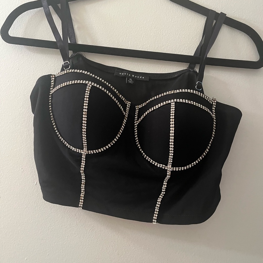 SALE SALE SALE  Black Rhinestone Bustier-(Large-X-large)